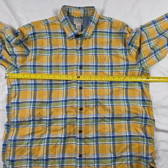 L.L.Bean Traditional Fit Mens Large Yellow Plaid Button Front Shirt Long Sleeve - Picture 6 of 9